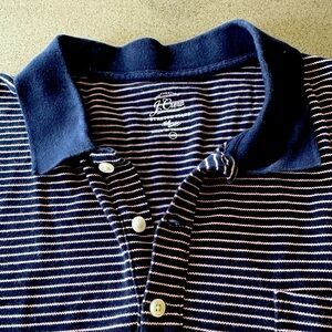 J. Crew Oversized Blue with Pink Striped Polo Shirt 100% Cotton